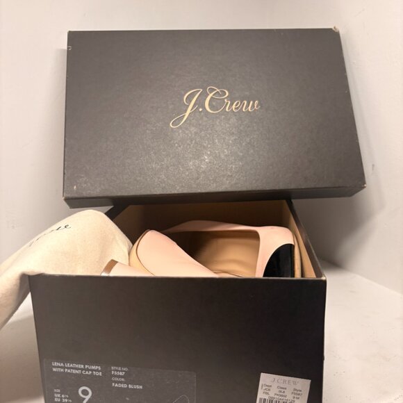 J. Crew Lena Blush Leather Pumps Black Cap Toe Made in Italy NWOT 9 M - Picture 6 of 7